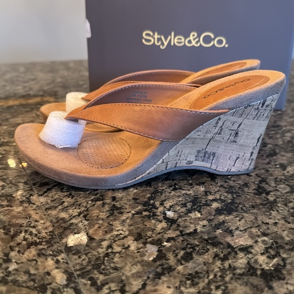 Style & Co chicklet cork wedge coffee sandal NIB 7 M - Picture 5 of 10
